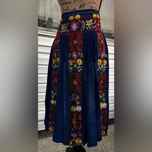 Embroidered Floral Blue Hungarian Kalotaszeg folk Apron